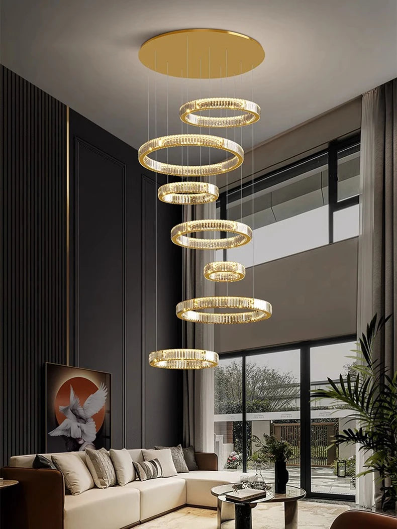 Nordic home decor Crystal chandelier Dining room chandelier ceiling lamp villa chandelier stair lamp interior lighting fixture