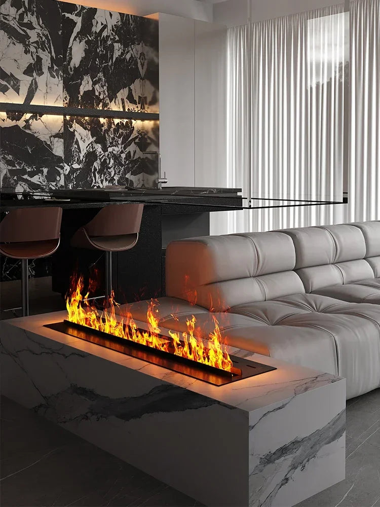 Modern 3D Steam Fireplace Silent Decorative Humidifier Electric Flame LED Water Vapor Fireplace Indoor Remote TV Wall Room Decor