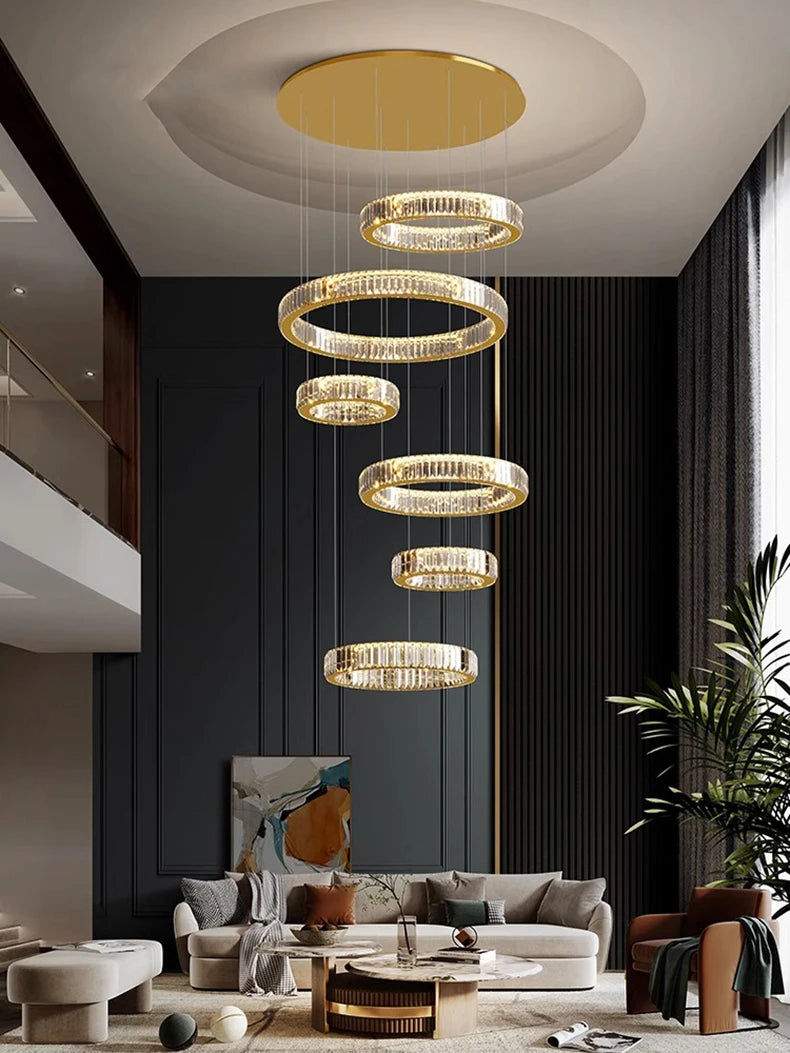 Nordic home decor Crystal chandelier Dining room chandelier ceiling lamp villa chandelier stair lamp interior lighting fixture