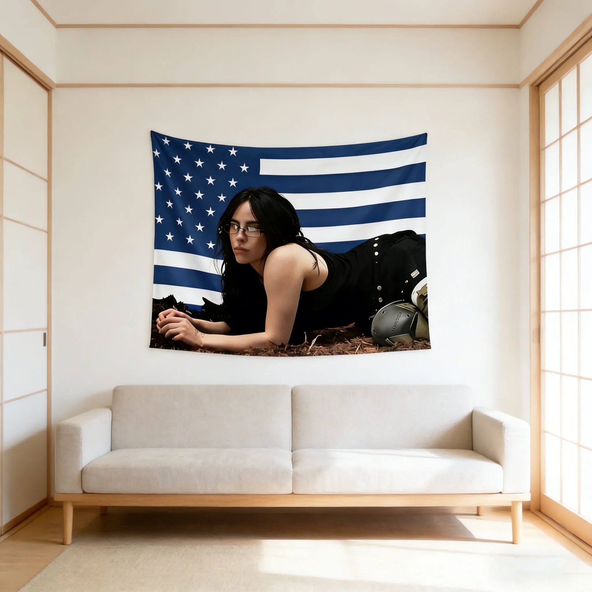 Billie Eilish Vintage Tapestry Bohemian Style Tapestry American Flag Tapestry Bedroom Tapestry Aesthetic Wall Hanging Decor Art