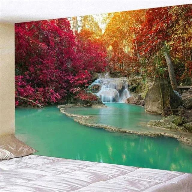 Bohemian tapestry green prairie background cloth modern home decoration bedroom dormitory wall hanging cloth