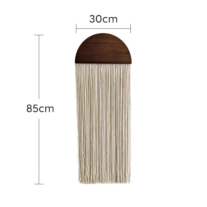 Creative tapestry, hand woven semi-circular wooden board, tassel tapestry, living room, homestay, wall hanging, wall decoration