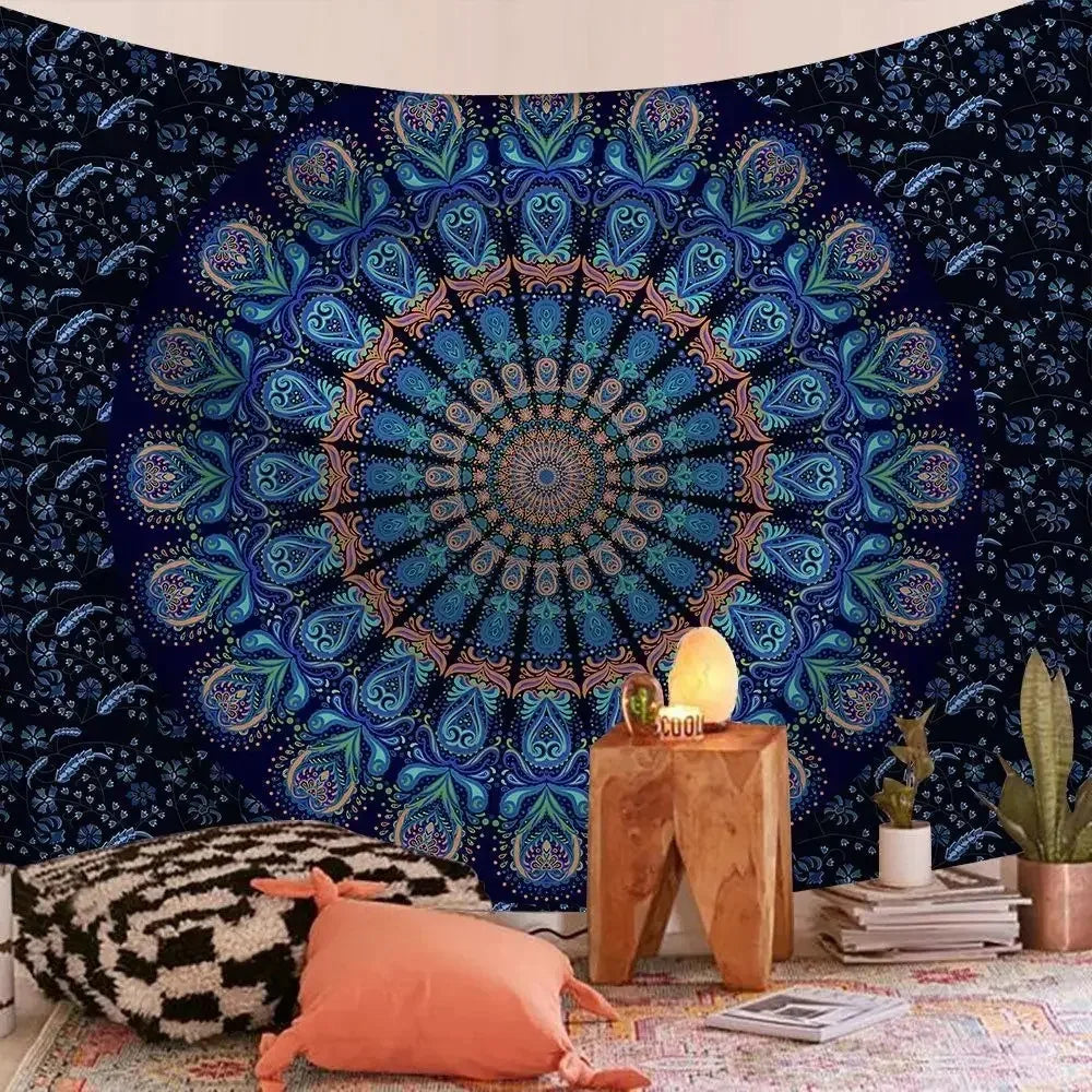 Bohemian Decorative Wall Cloth Tapestry Psychedelic Hippie Night Moon Tapestry Mandala Tapestry Indian Mandala