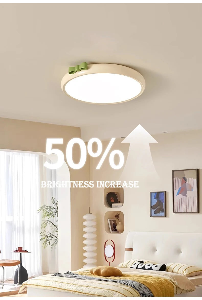 Pink Bow Children's Room Ceiling Light LED Princess Room Lamp French Cream Style Baby Room Study Room Girl Bedroom Ceiling Lamps