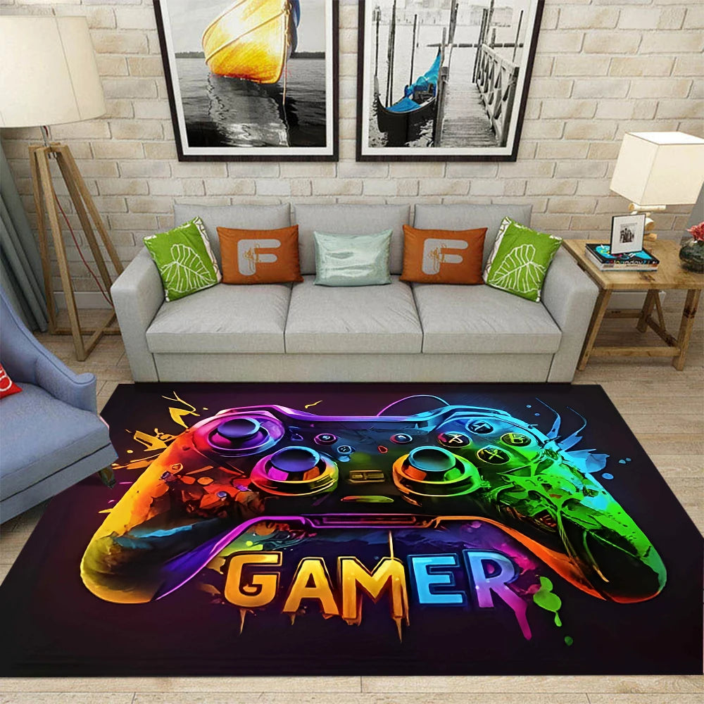 Gaming Rug for Boy Room Gamer Rug with Game Controller Carpet for Game Room Esports Room and Boys' Game-Themed Bedroom Floor Mat