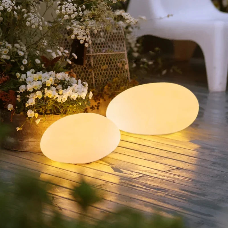 1pc Solar Stone Lights, Artificial Pebble Lights, Large Size Stone Lights, Outdoor Color Changing Landscape Lights