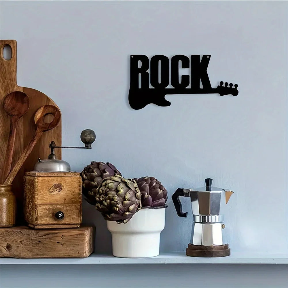 Rock Guitar Metal Wall Decor, Metal Artwork, Scene Decor, Room Decor, Study And Other Wall Decor, Holiday Gifts