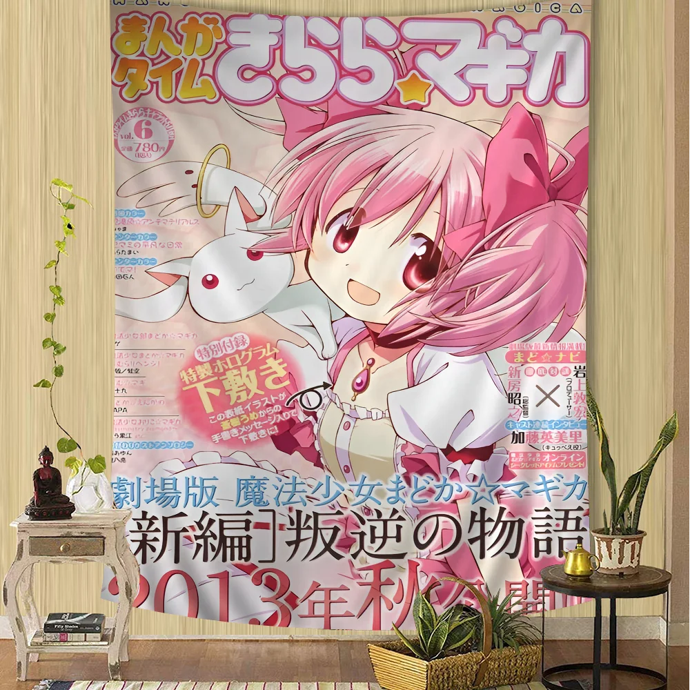 VIKAMA Anime Magical Girl Tapestry Bohemian Tapestry Tarot Hippie Tapestry Dorm Japanese-Style Tapestry Wall Decor