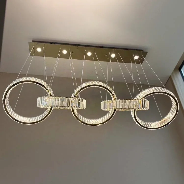 Nordic Luxury Art LED Pendant Lights Crystal Round Chandeliers Lamp Home Decor Bedroom Dinning Room Lobby Villa Lighting Fixture