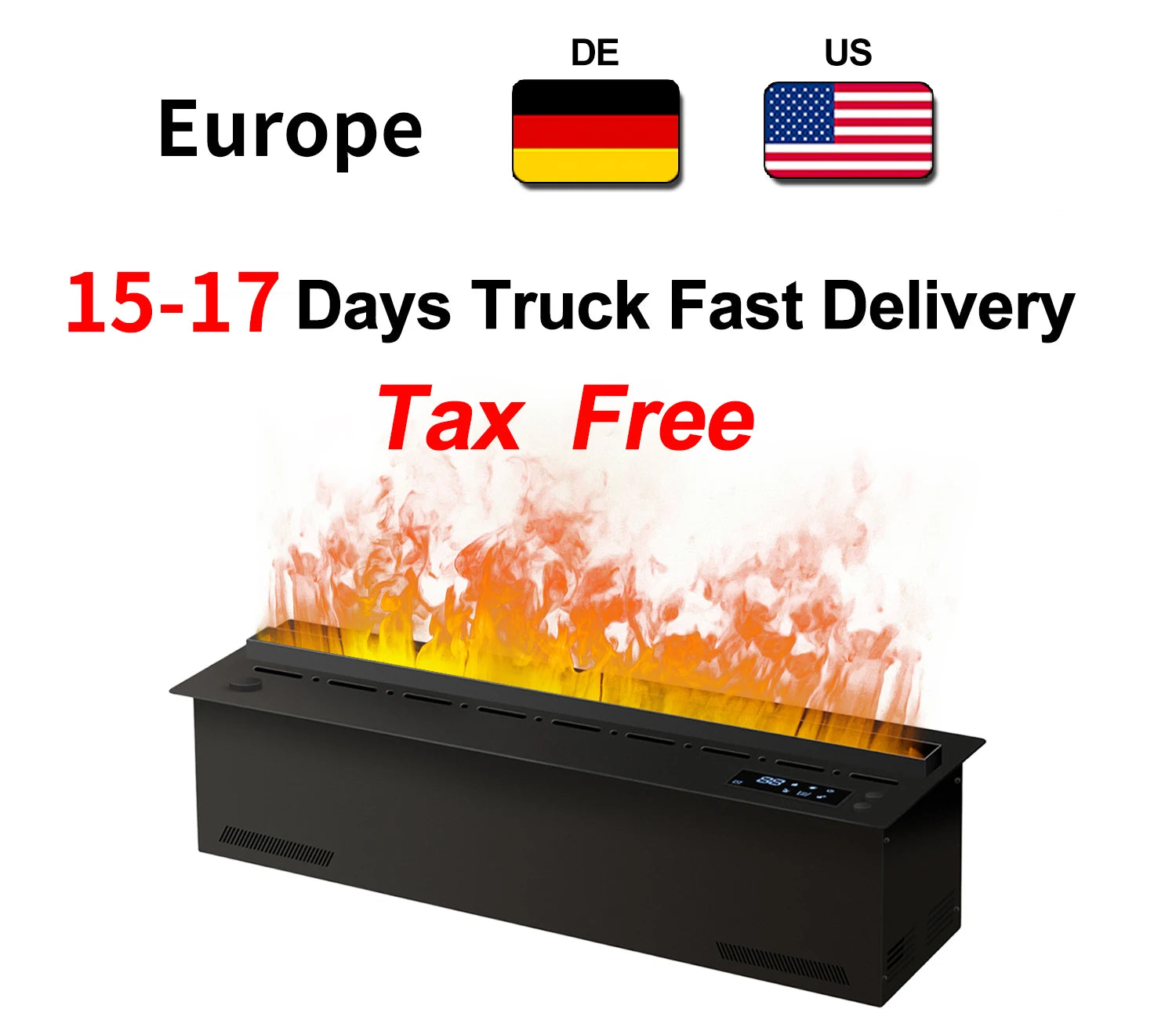 Modern 3D Steam Fireplace Silent Decorative Humidifier Electric Flame LED Water Vapor Fireplace Indoor Remote TV Wall Room Decor