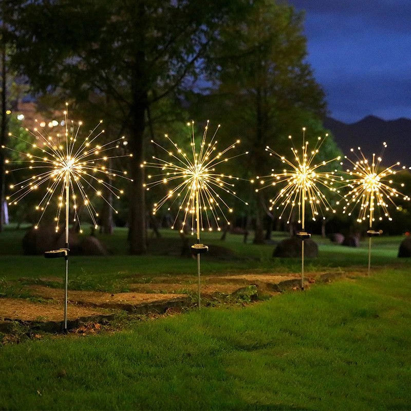 Solar Firework Lights Outdoor Waterproof Lights Camping Ambient String Lights Solar Ground Plug Firework Lights String Lights