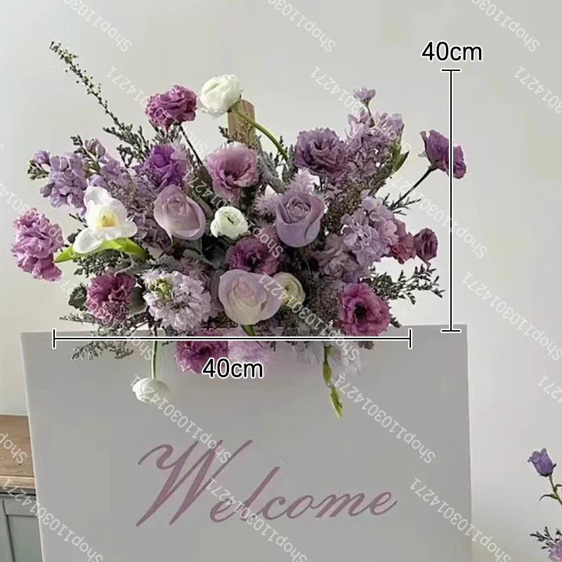 Artificial Flower Road Lead Floor Flower Row Welcome Sign Decor Wedding Hanging Flowers Row Centerpiece Party Decoration