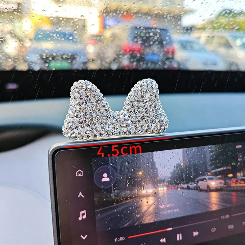 Computer Display Screen Decorative Diamond Bow Car Display Central Control Mini Decorative Ornaments Office Work Station Decor