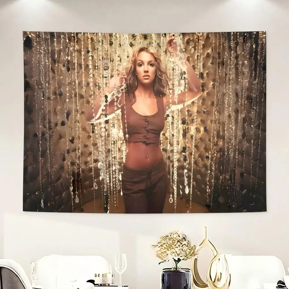 Fit For Iconic Pop Artist Star B-Britney Spears Tapestry Washable Soft Tapestry Wall Art Decor for Living Home Room Bedroom