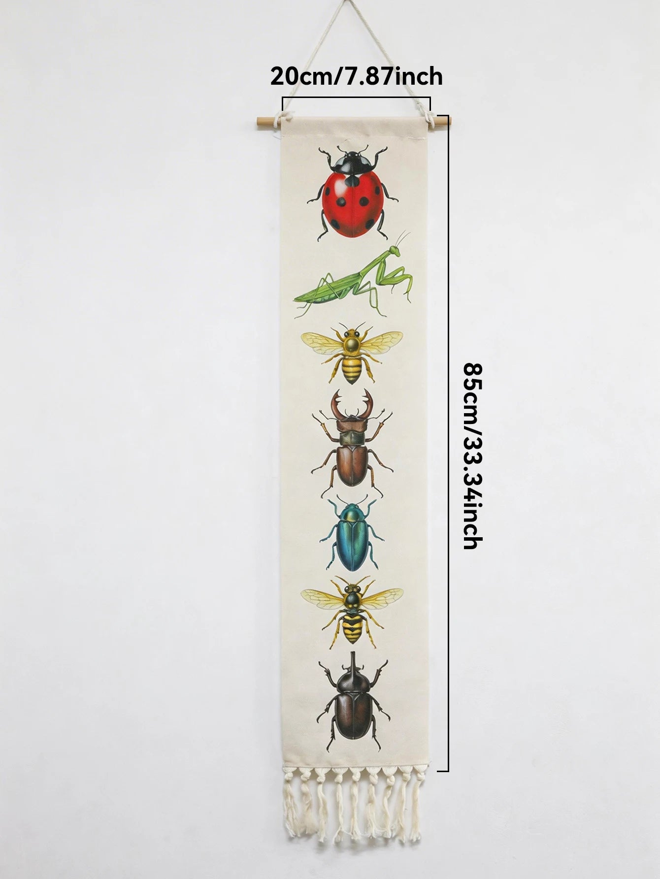 Vintage Insect Tapestry Wall Hanging, Retro Bug Art Print Tassel Banner Wall Art for Bedroom, Living Room & Dorm Aesthetic Decor