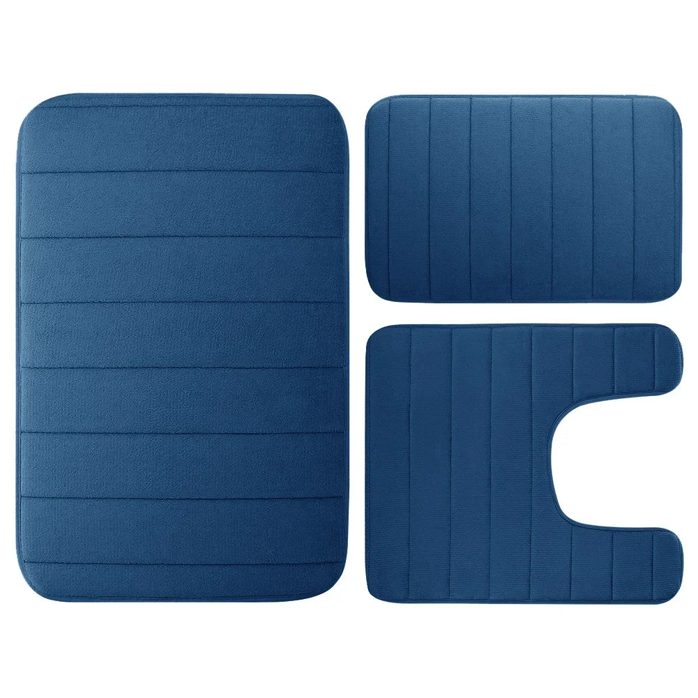 3 Pieces Memory Foam Bath Rugs Absorbent Bathroom Rugs Non-Slip Washable Bathroom Mats Bath Mats for Bathroom Floor Rugs Carpets