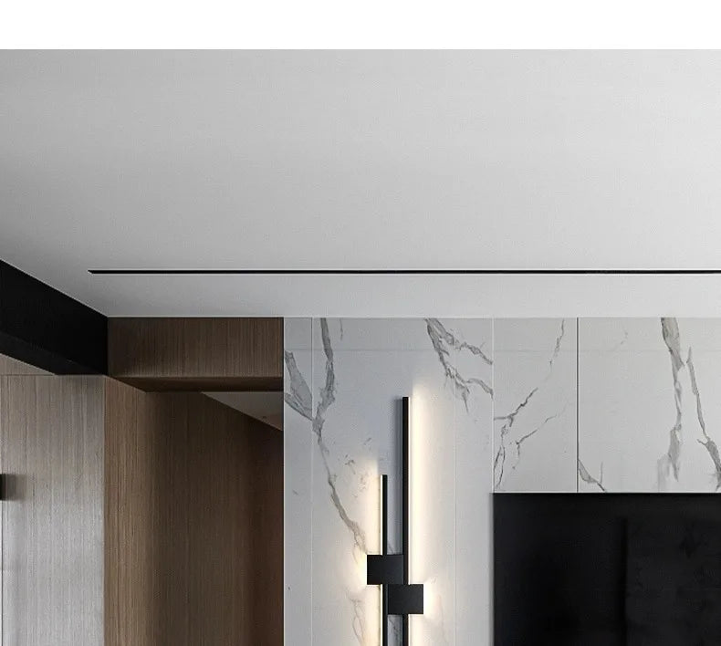 Wall Lamps LED Lights Simple Modern Sofa Living Room Decor TV Background Decoration Wood Grille Bedroom Bar Long Strip Wall Lamp
