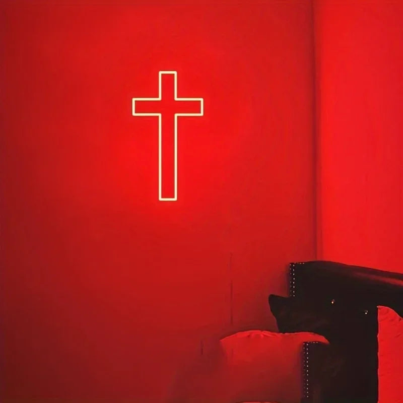 Jesus Cross Neon Sign,Led Cross Decor Art Lamp for Wall Decor, Bedroom, Christian Decor, Religious Room,Christening Day Decor
