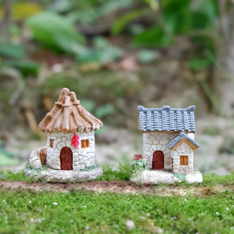 Decor Resin Ornament Miniature Fairy Garden House Villa Miniature Landscape Bonsai Decor Outdoor DIY Dolls House Decoration