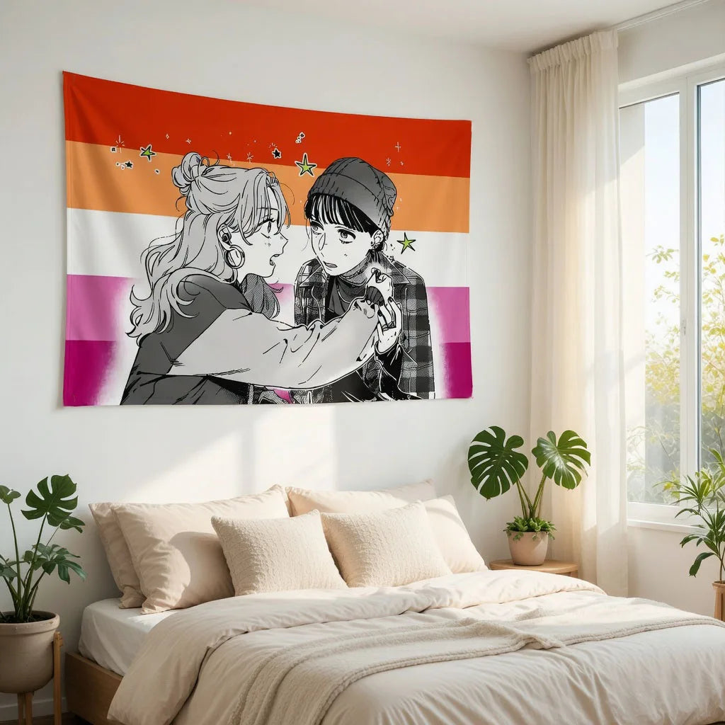 Anime Funny Tapestry – The Guy She Liked Wasn’t a Guy, Humor Art Print for Bedroom, Garage & Room Decoration