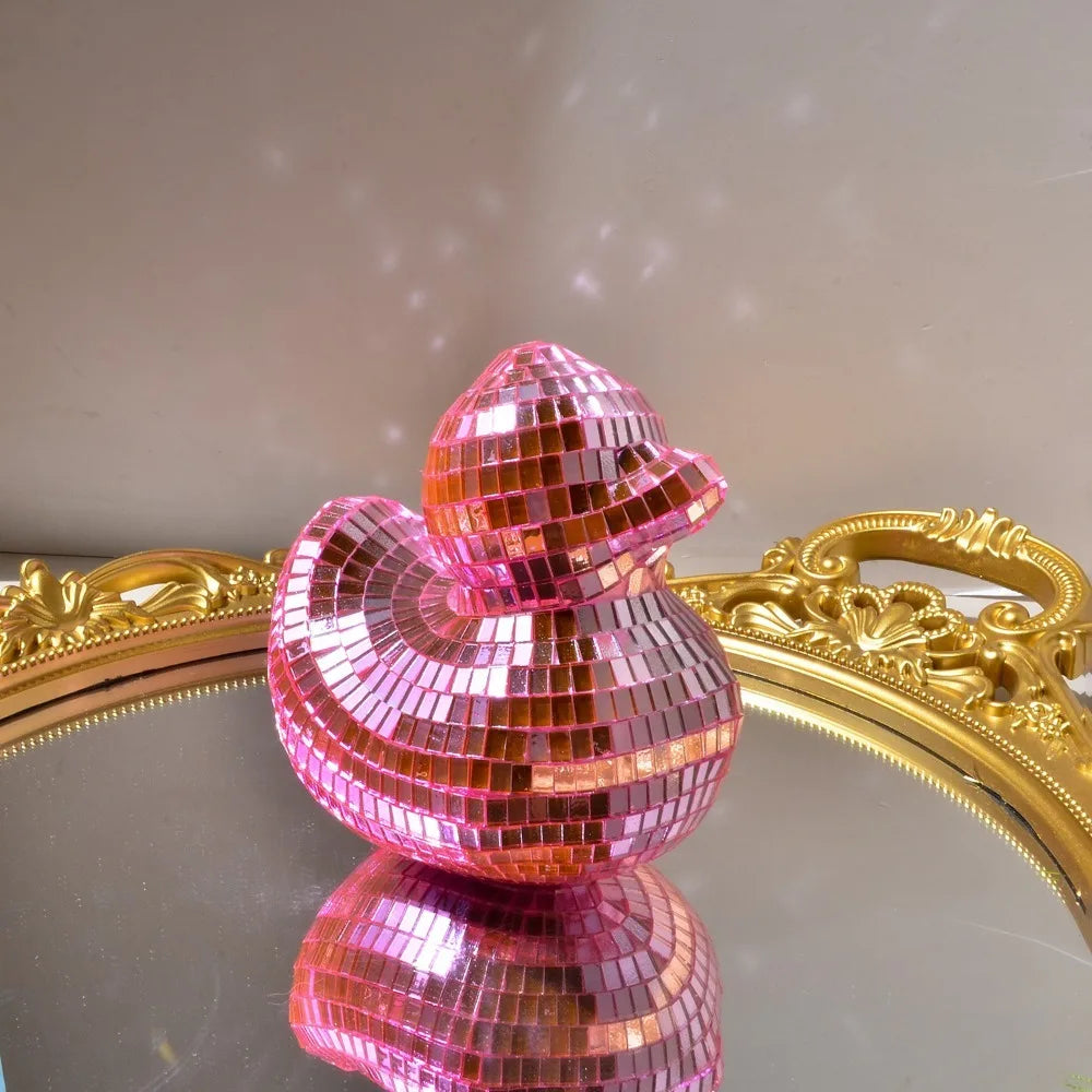 Decoration Desktop Disco Mirror Decorative Duck Home Decor Mirror Glass Disco Ball Duck Disco Ornament Mirror Disco Duck Home