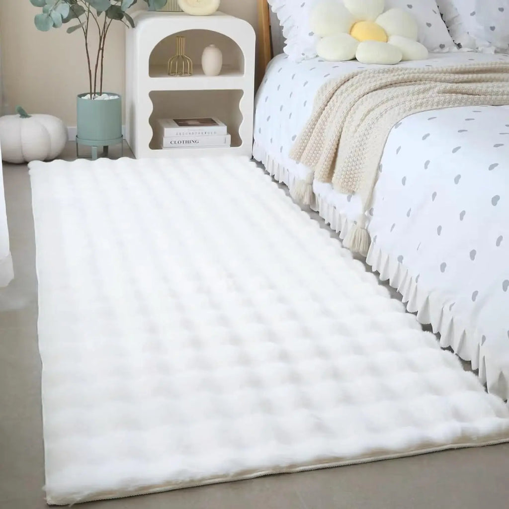 Rabbit Fur Area Rug–Soft Thick Non-Slip Waterproof Machine-Washable for Living Room and Bedroom Decor