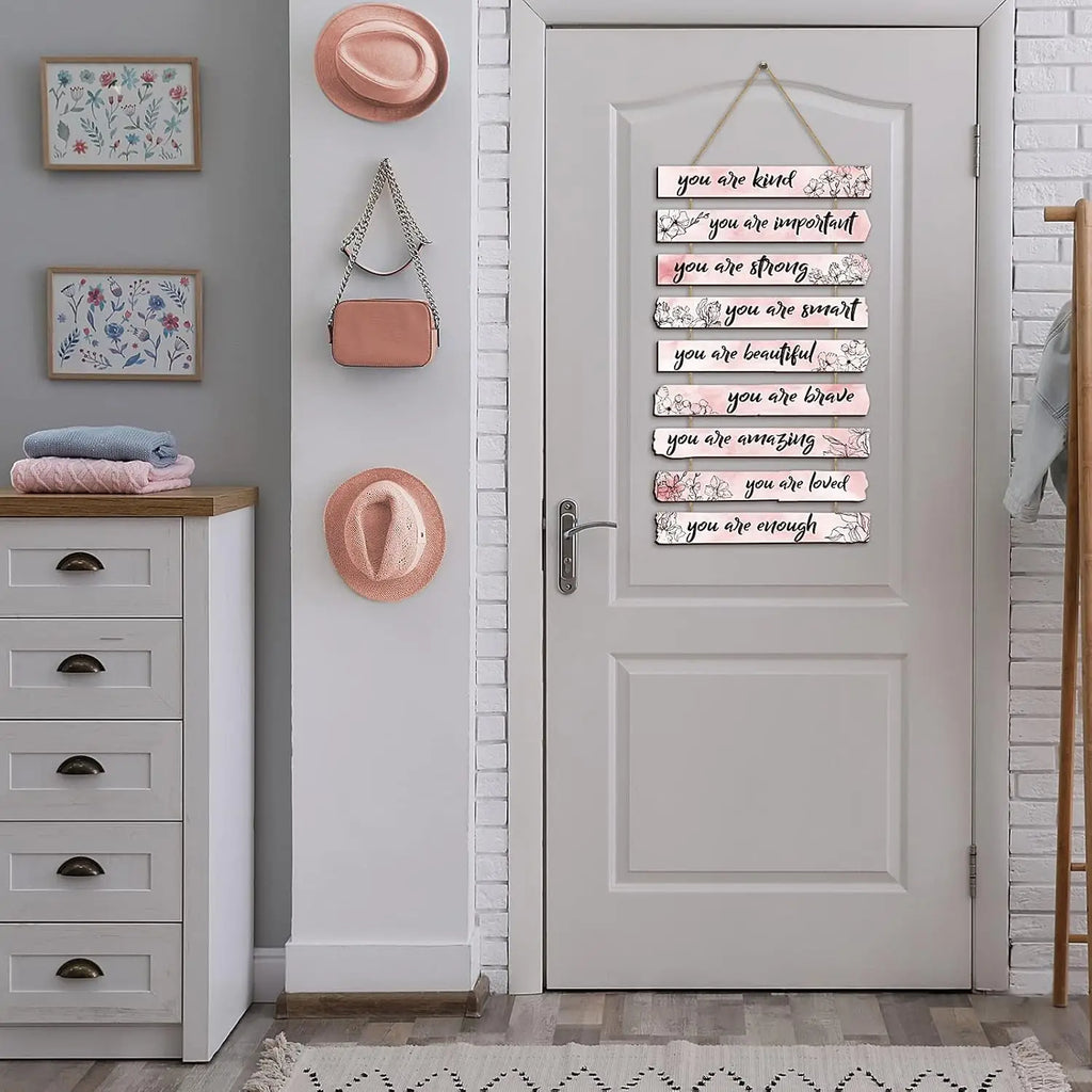 1Set Inspirational Floral Wall Decor You Are Amazing Beautiful Love Quotes Wooden Art Wall Sign Positive Home Decors for Bedroom