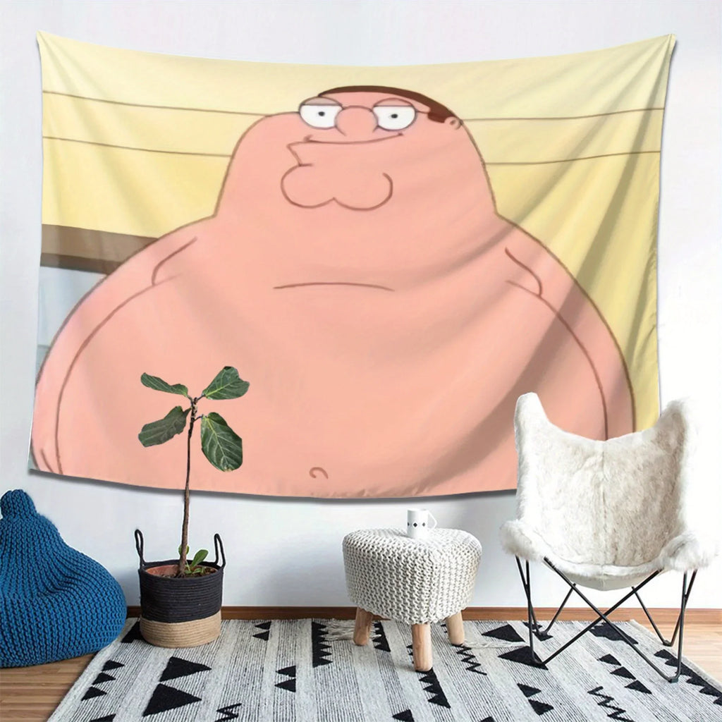Peter Griffin Cartoon Character Tapestry Wall Hanging Lightweight Home Decor for Bedroom Living Room Dormitory Office Party