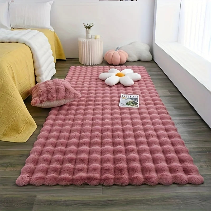 Rabbit Fur Area Rug–Soft Thick Non-Slip Waterproof Machine-Washable for Living Room and Bedroom Decor