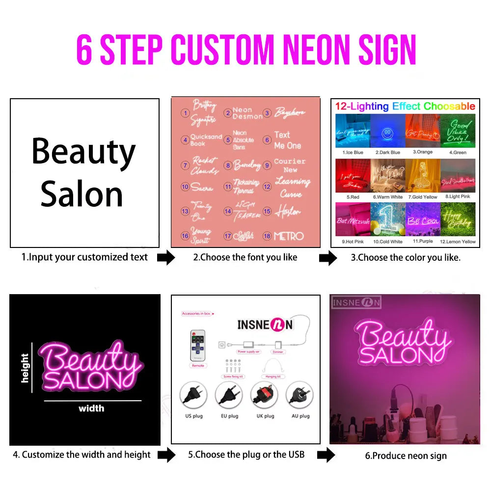 Personalized Custom Name Neon Sign Dimmable LED Wall Lamp Home Decor Light