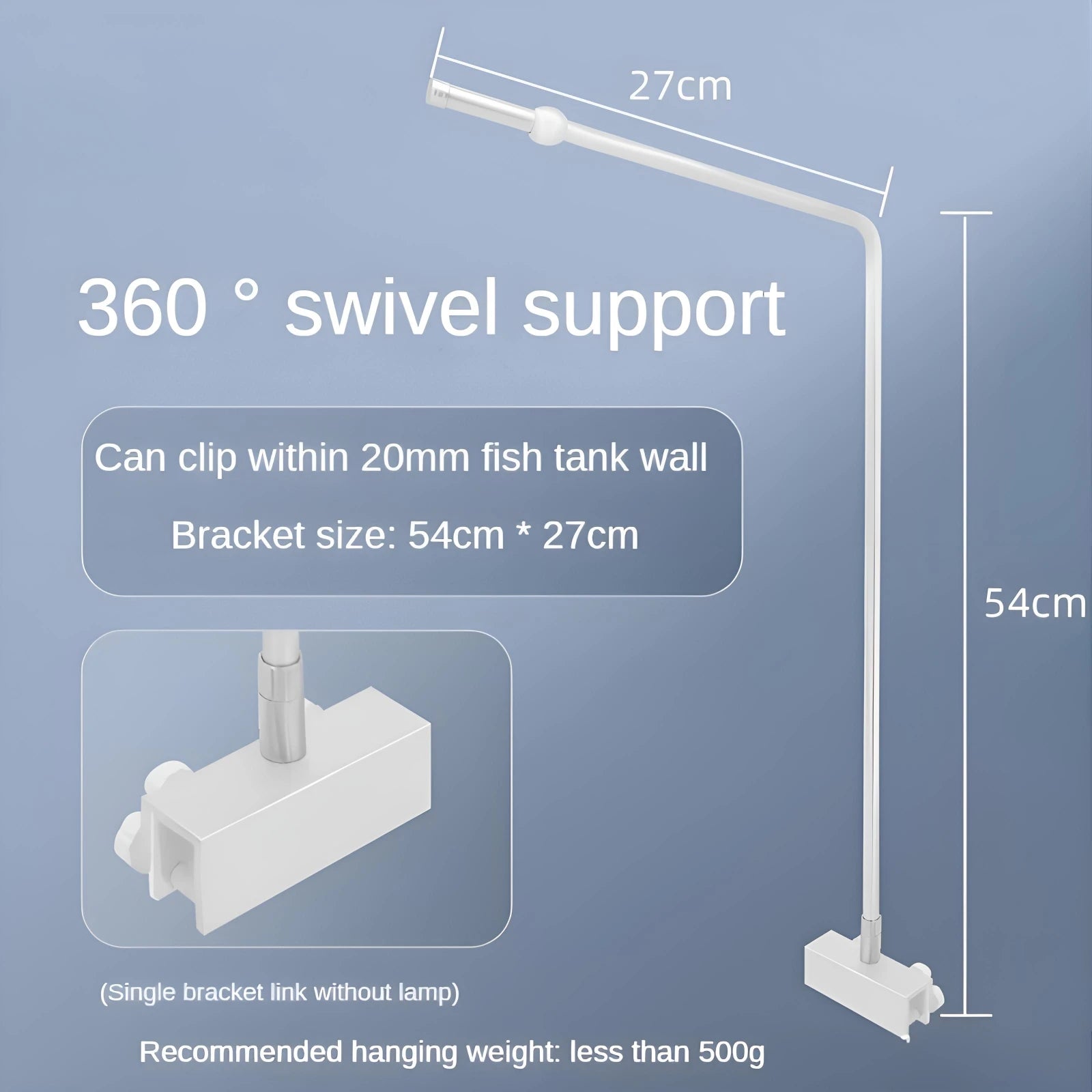 Aluminum Alloy Brushed Fish Tank Light Bracket – Versatile Clamp Mount for Tube, Pendant & Strip Lights