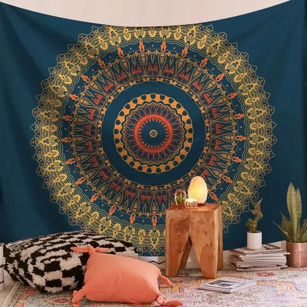 Bohemian Decorative Wall Cloth Tapestry Psychedelic Hippie Night Moon Tapestry Mandala Tapestry Indian Mandala