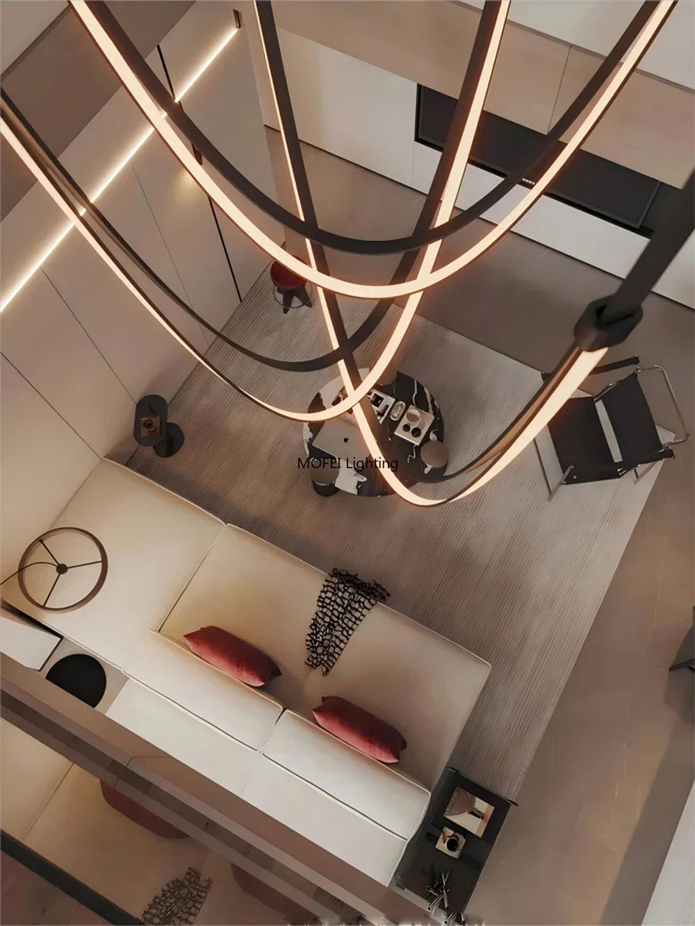 Nordic Lamp Designr Fashionable Light Luxury Flexible Belt Dimmable Chain Chandeliver Room Art Hall Home Decor Pendant Light LED