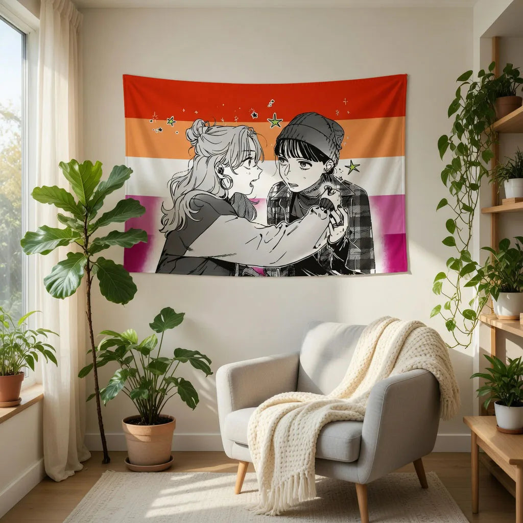 Anime Funny Tapestry – The Guy She Liked Wasn’t a Guy, Humor Art Print for Bedroom, Garage & Room Decoration