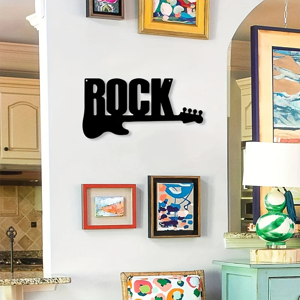 Rock Guitar Metal Wall Decor, Metal Artwork, Scene Decor, Room Decor, Study And Other Wall Decor, Holiday Gifts