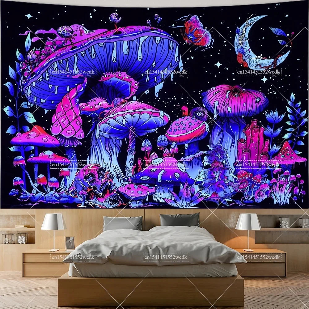Skull Tapestry Trippy Mushroom Tapestry Snake Hippie Psychedelic Tapestry Aesthetic Moth Moon And Stars Tapestry Wall Hanging
