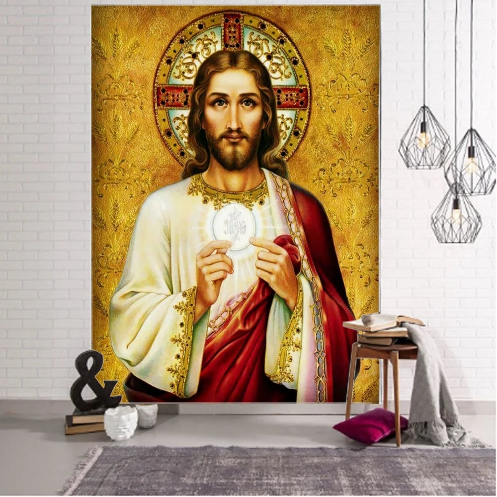 God Jesus Decorative Tapestry Mandala Boho Hippie Wall Tapestry for Home Bedroom Decorative Tapestry
