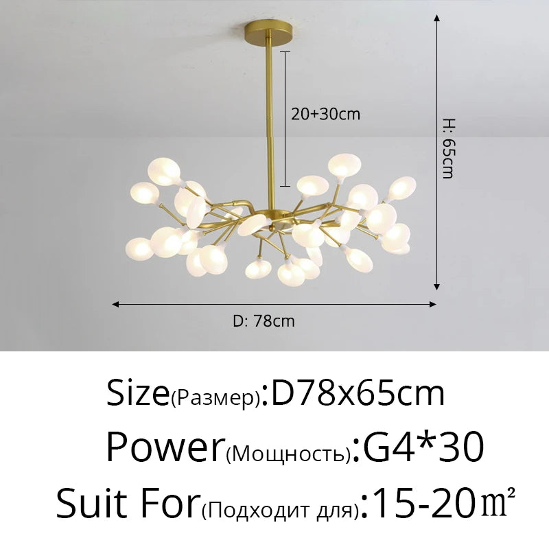 Modern LED Chandelier Living Room Bedroom Kitchen Nordic Gorgeous Firefly Lamp Home Indoor Lighting Luxurious Decor Hanging Lamp