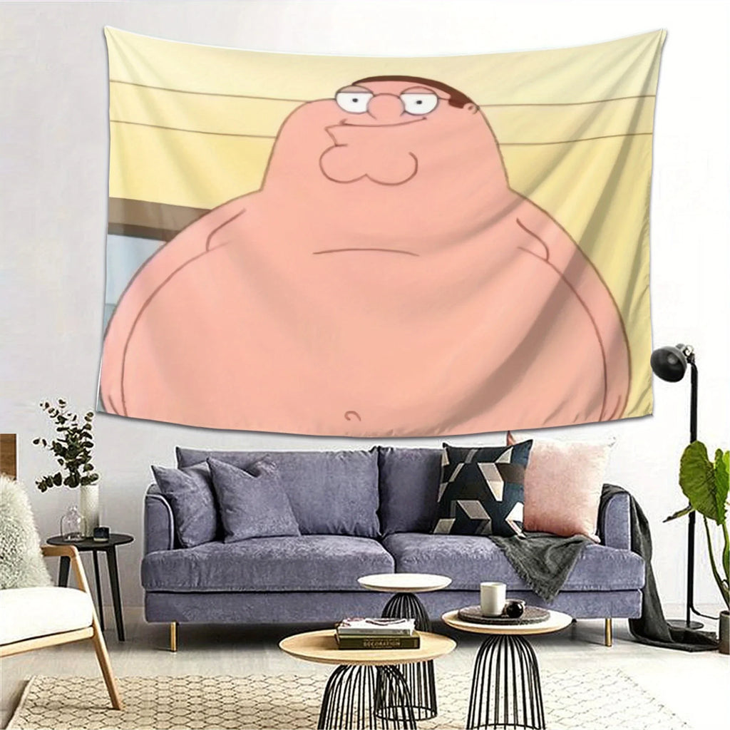 Peter Griffin Cartoon Character Tapestry Wall Hanging Lightweight Home Decor for Bedroom Living Room Dormitory Office Party