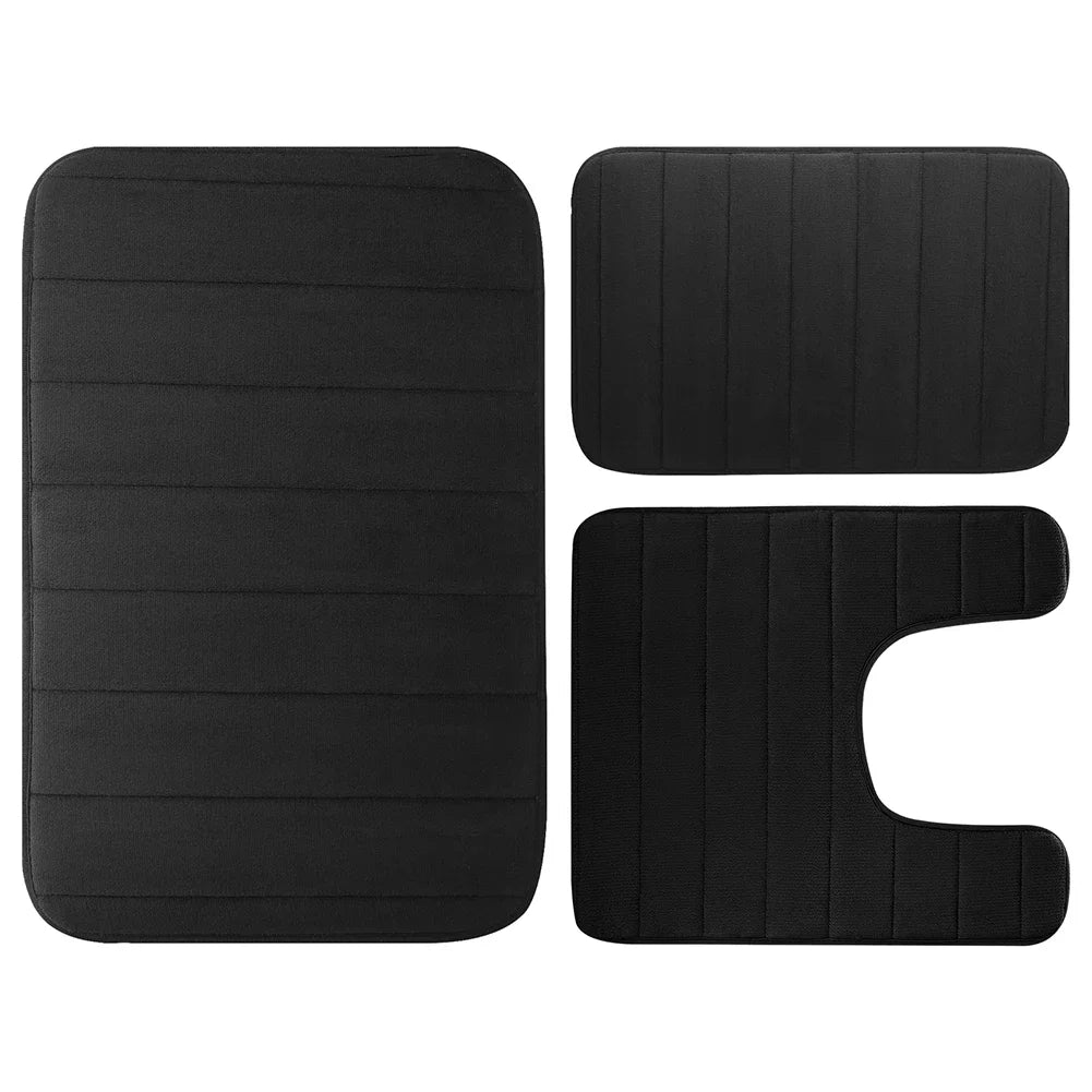 3 Pieces Memory Foam Bath Rugs Absorbent Bathroom Rugs Non-Slip Washable Bathroom Mats Bath Mats for Bathroom Floor Rugs Carpets