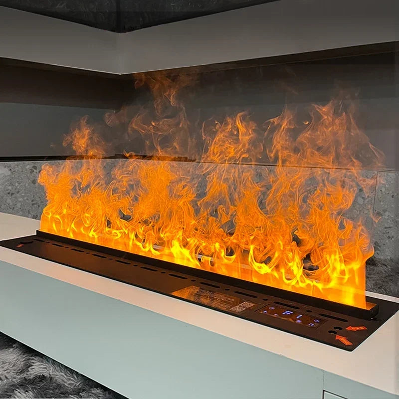 Modern 3D Steam Fireplace Silent Decorative Humidifier Electric Flame LED Water Vapor Fireplace Indoor Remote TV Wall Room Decor