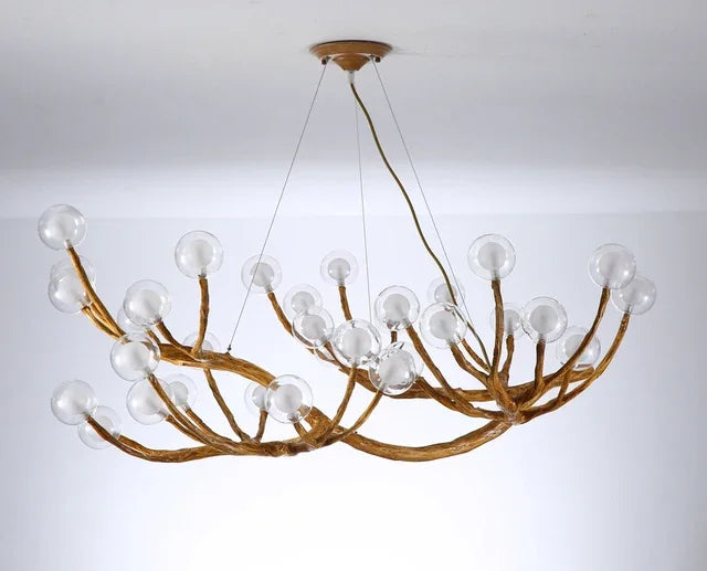Modern Nordic Retro LED Chandelier For Living Bedroom Tree Branch Art Ceiling Pendant Lights Brown Antique Hanging Lamp Decor Li