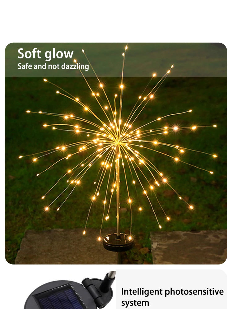 Solar Firework Lights Outdoor Waterproof Lights Camping Ambient String Lights Solar Ground Plug Firework Lights String Lights