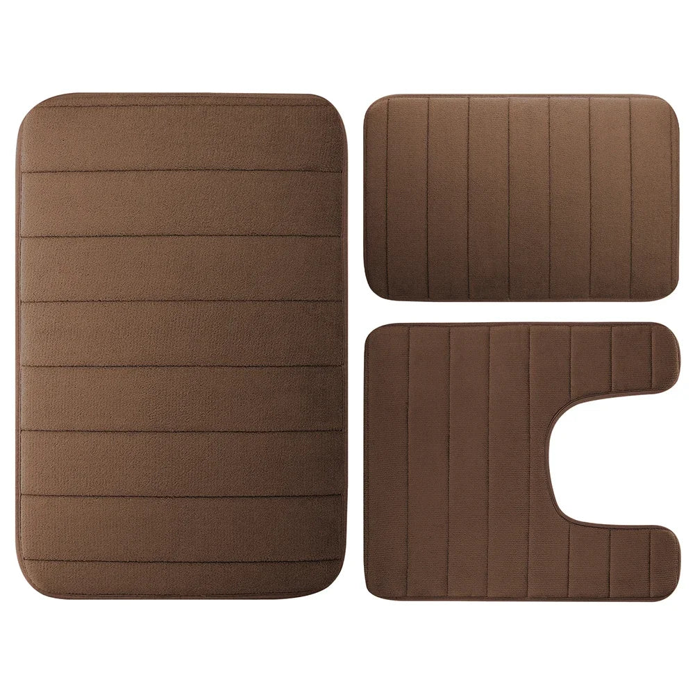 3 Pieces Memory Foam Bath Rugs Absorbent Bathroom Rugs Non-Slip Washable Bathroom Mats Bath Mats for Bathroom Floor Rugs Carpets