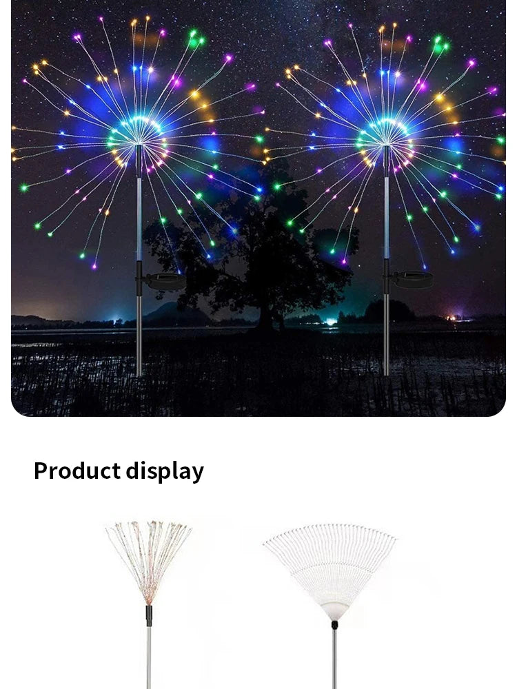 Solar Firework Lights Outdoor Waterproof Lights Camping Ambient String Lights Solar Ground Plug Firework Lights String Lights