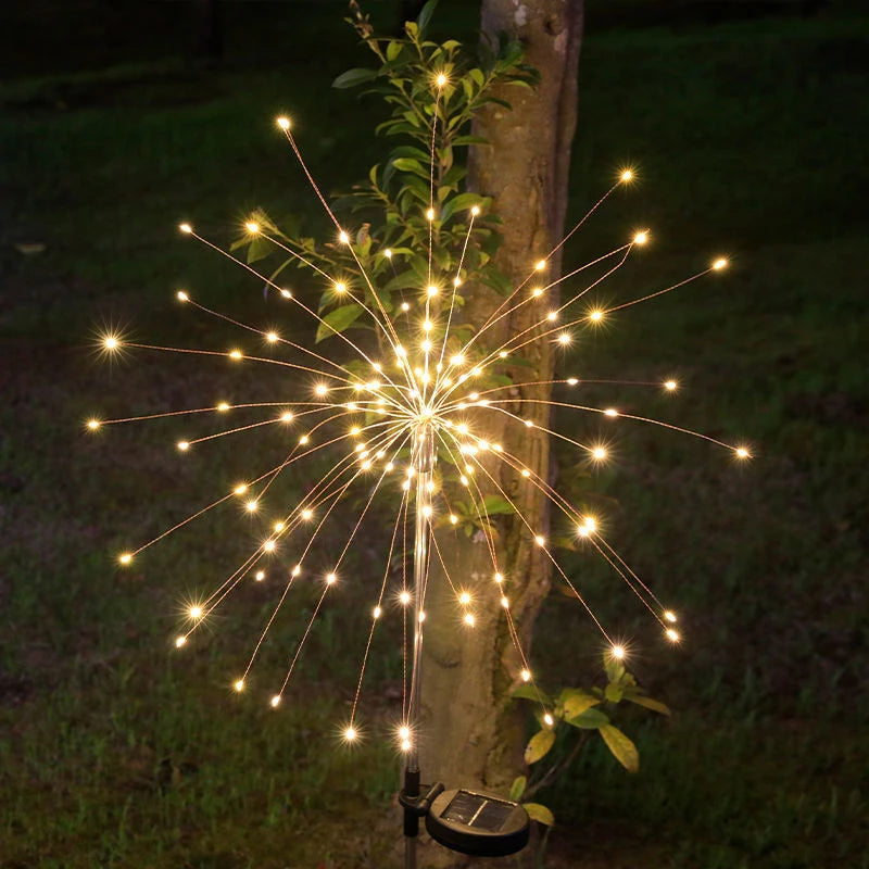 Solar Firework Lights Outdoor Waterproof Lights Camping Ambient String Lights Solar Ground Plug Firework Lights String Lights