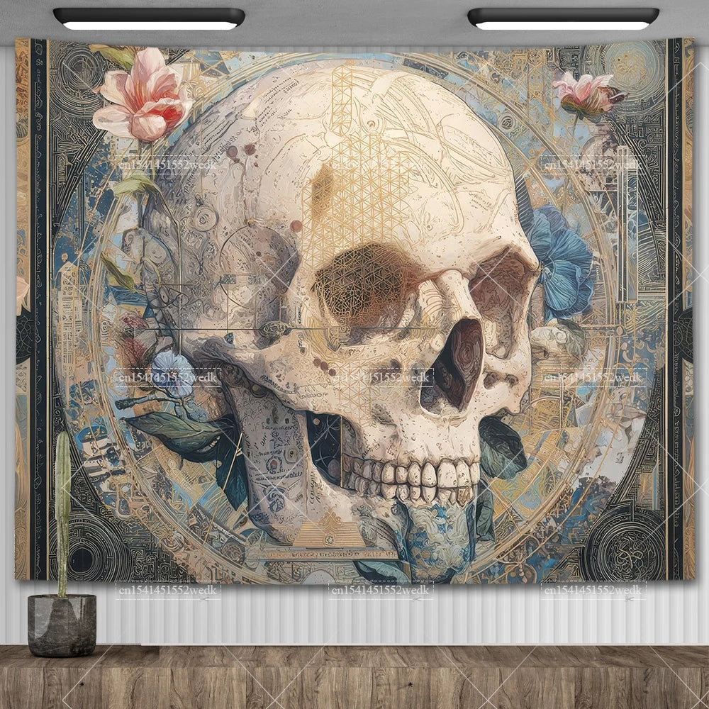 Skull Tapestry Trippy Mushroom Tapestry Snake Hippie Psychedelic Tapestry Aesthetic Moth Moon And Stars Tapestry Wall Hanging
