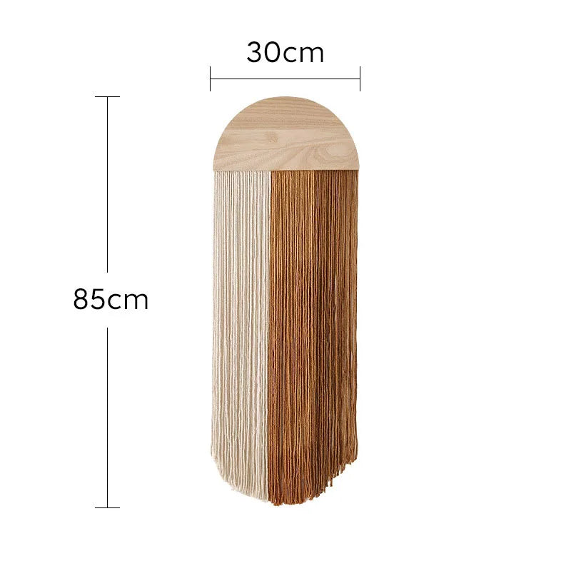 Creative tapestry, hand woven semi-circular wooden board, tassel tapestry, living room, homestay, wall hanging, wall decoration