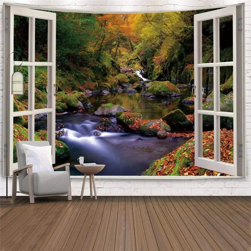 Bohemian tapestry green prairie background cloth modern home decoration bedroom dormitory wall hanging cloth