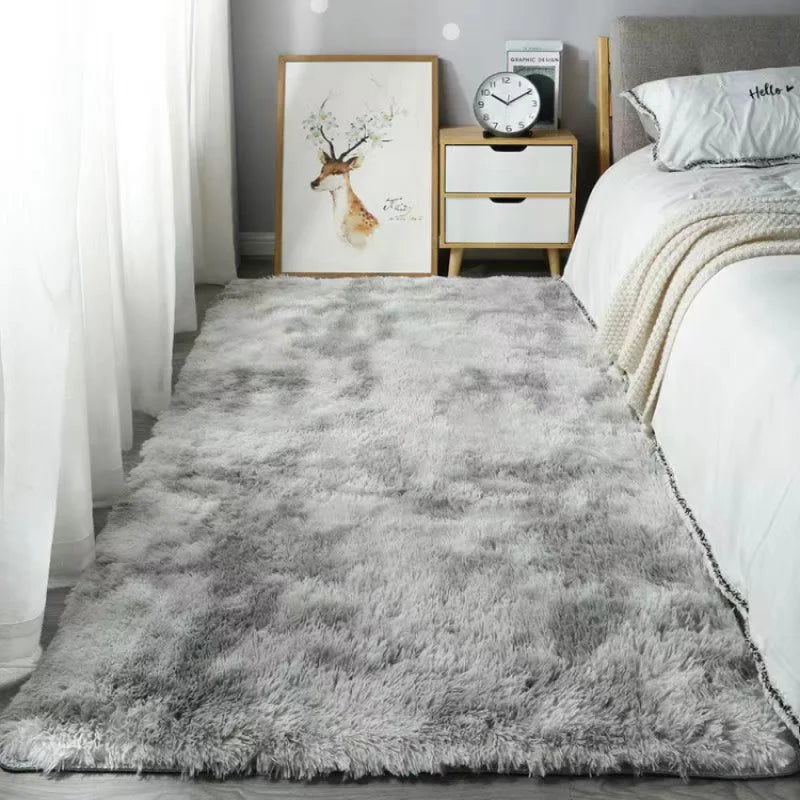 VIKAMA Silk Wool Fluffy Shaggy Bedroom Area Shaggy Non-Slip Rugs, Machine Washable Soft Shaggy Rugs Modern Soft Plush Rugs
